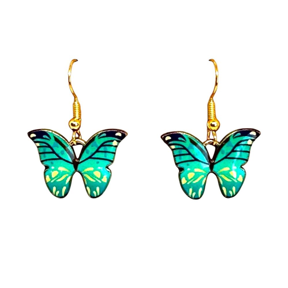 10kt Gold Green Butterfly Earrings #2069